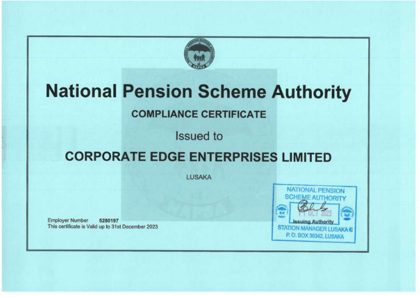 Scanned NAPSA Compliance for Corporate Edge Enterprises Limited